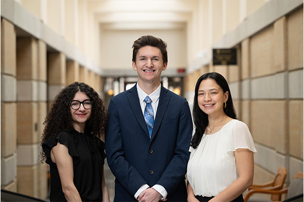 The Co-Chairs of the Student Peace Conference: Lina Abdellatif, Garrett Pacholl, and Mia Moran